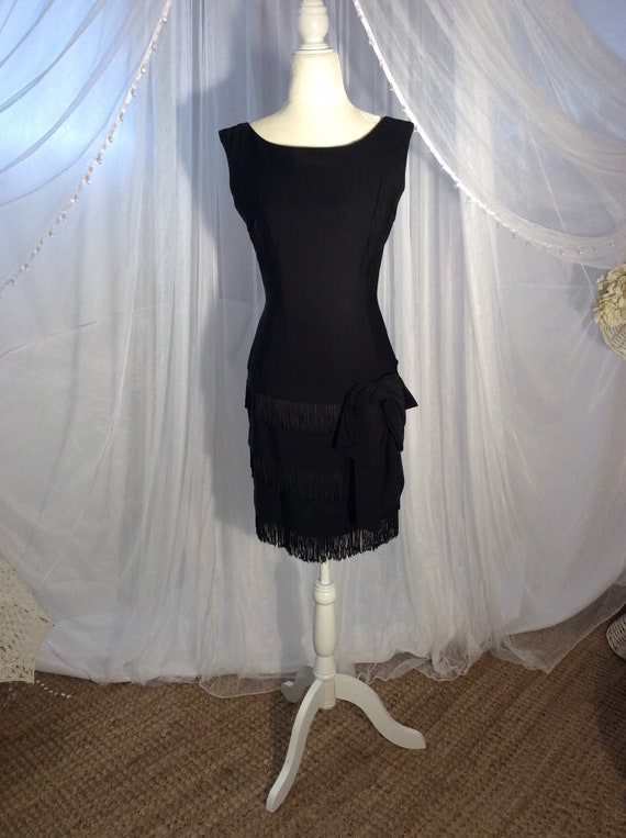 Vintage 1950’s little black cocktail sheath dress… - image 7