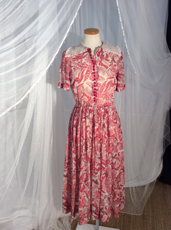 Vintage 1950’s adorable red floral full- skirted … - image 8