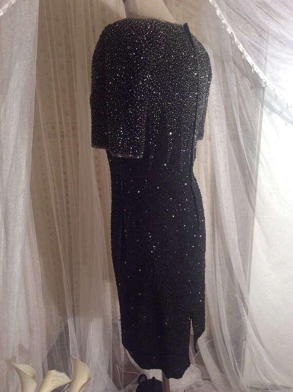Vintage Lawrence Kazan black beaded and sequined … - image 3