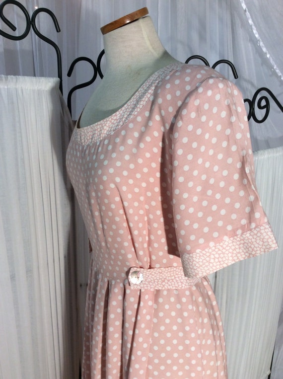 1980's Jamie Brooke pink polka dot maxi day dress - image 7