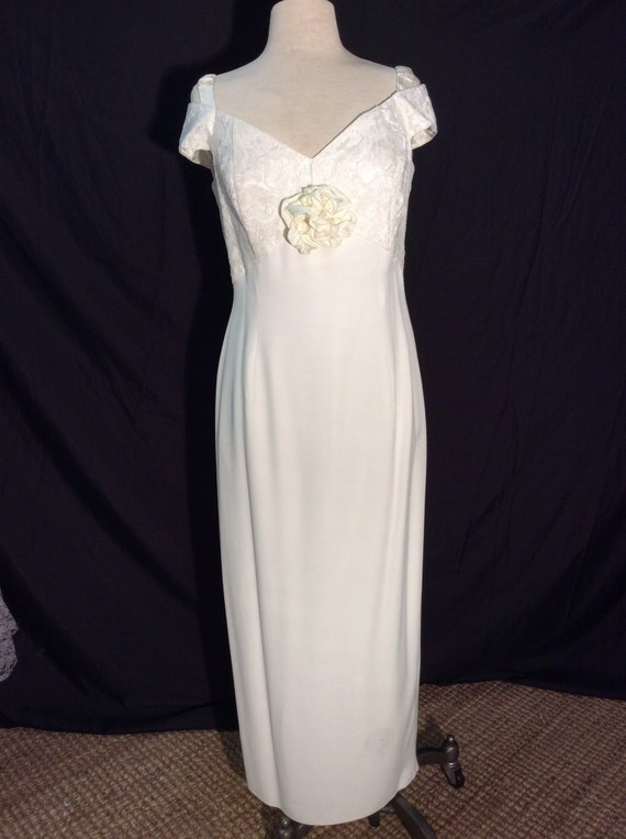 Scott McClintock 1980’s ivory sheath wedding gown