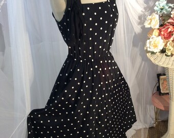 Vintage SoutiencollarCoat 80’s Vintage 1980's Black and White Polka Dot Halter Dress by
