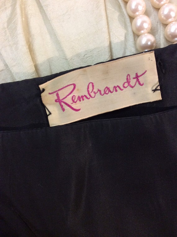 Vintage 1950’s Rembrandt label black taffeta and … - image 10