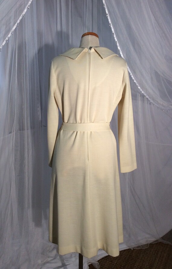 Vintage 70’s ivory knit dress with long sleeves a… - image 2