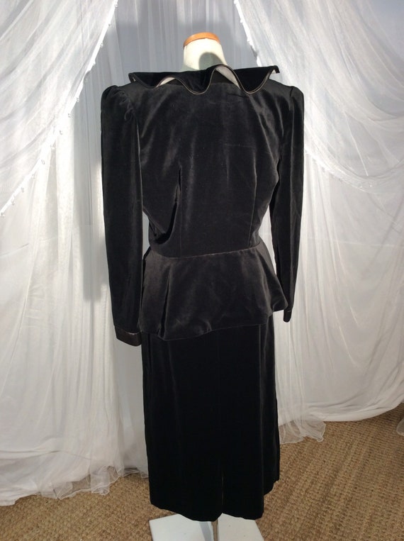 Vintage 1980’s Maggie Breen black cotton velvet s… - image 2