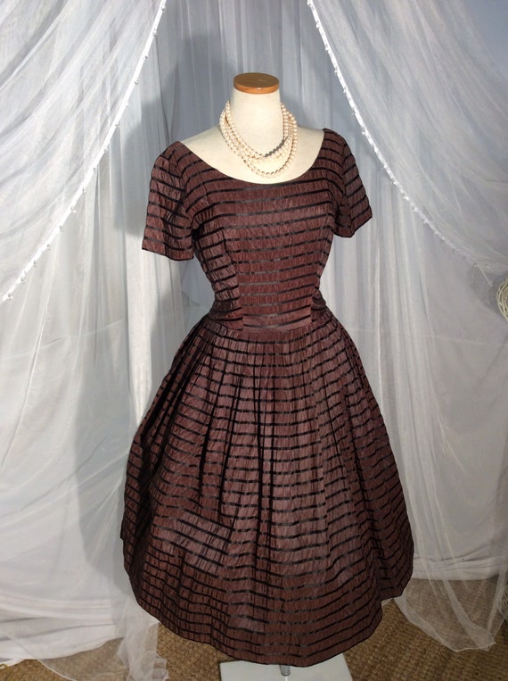 Vintage 1950’s Gigi Young brown and black taffeta
