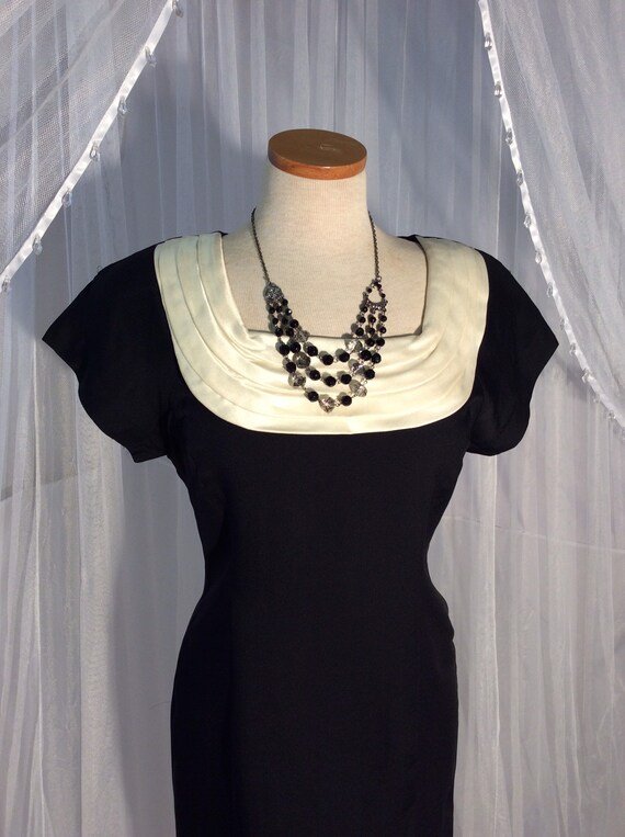 Vintage 1980’s black sheath wiggle dress with ivor