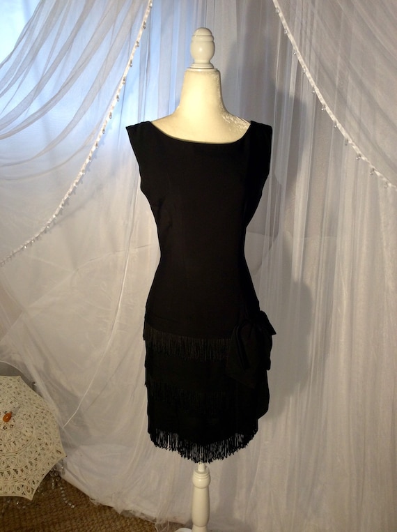 Vintage 1950’s little black cocktail sheath dress… - image 1