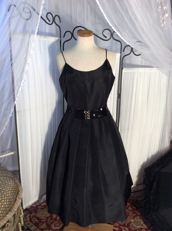 black taffeta cocktail dress