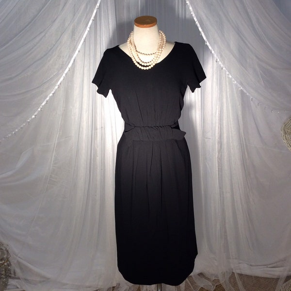 Vintage 50’s Mr. Simon Black sheath dress with fancy waist band