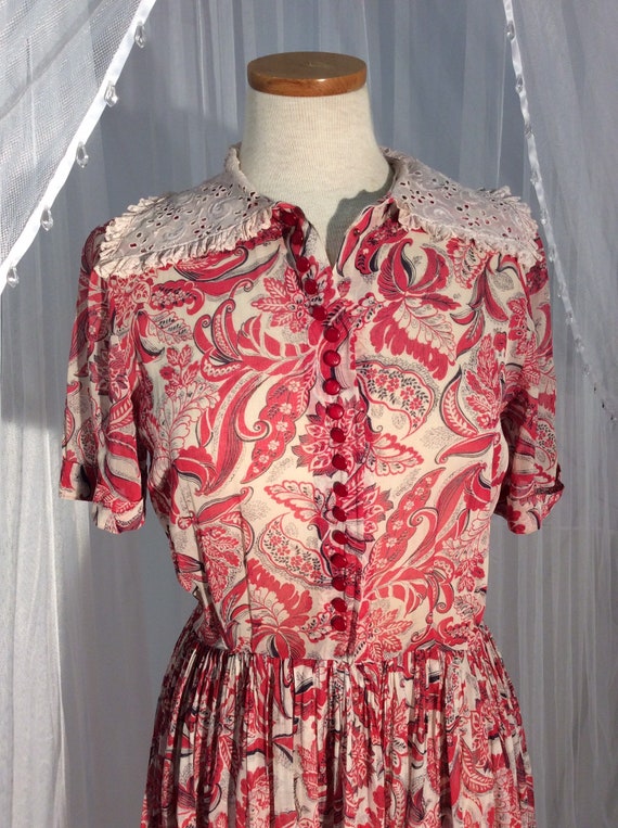Vintage 1950’s adorable red floral full- skirted … - image 4