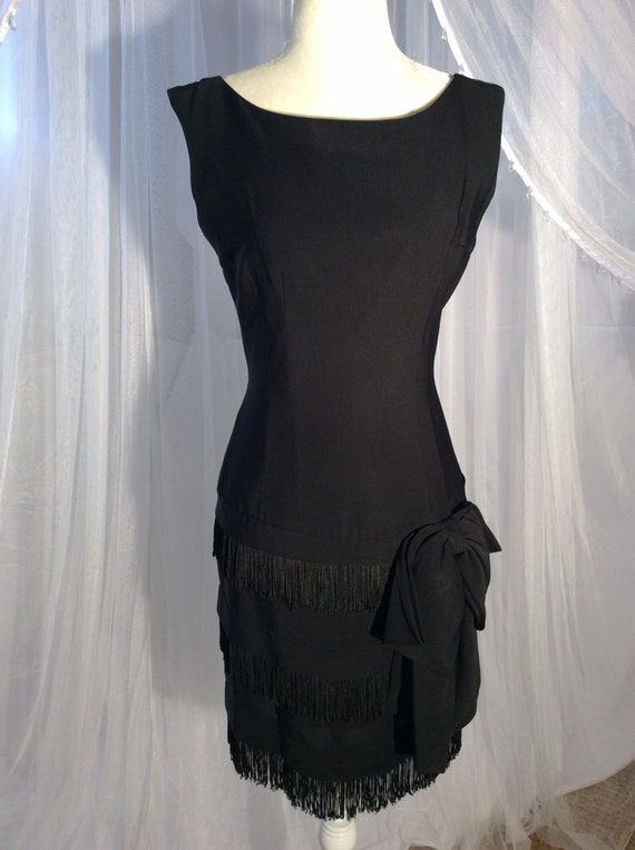 Vintage 1950’s little black cocktail sheath dress… - image 3