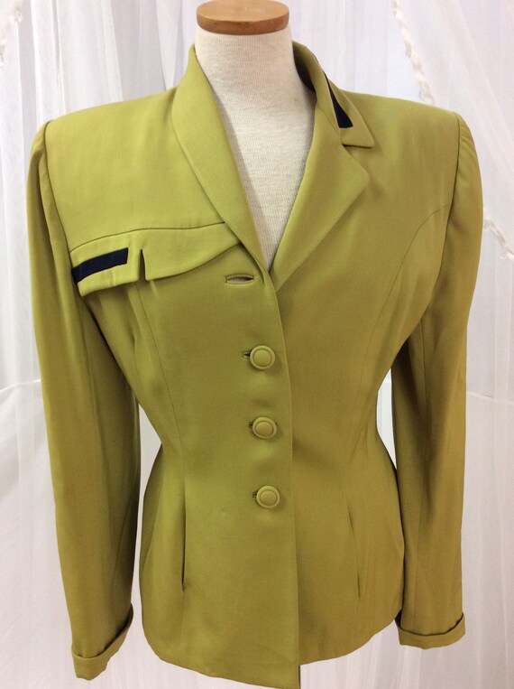 Vintage 1940’s Lilli Ann chartreuse blazer jacket