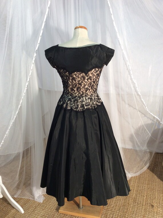 Vintage 1950’s Rembrandt label black taffeta and … - image 8