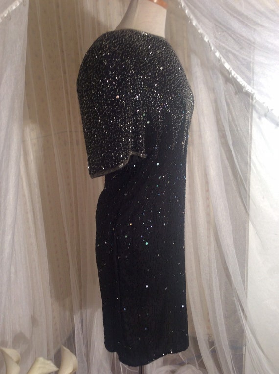 Vintage Lawrence Kazan black beaded and sequined … - image 9