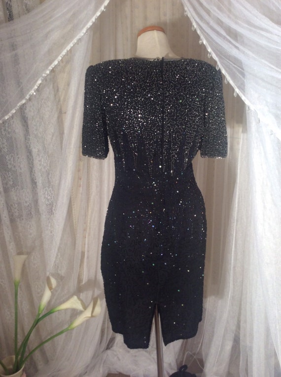 Vintage Lawrence Kazan black beaded and sequined … - image 8