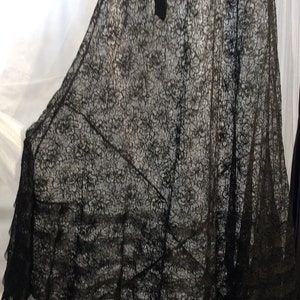 Incredible Vintage 1930s 1940s s black lace maxi dress with horsehair trim and full slip image 9