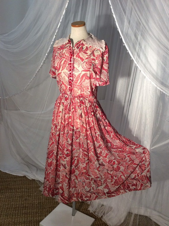 Vintage 1950’s adorable red floral full- skirted … - image 3