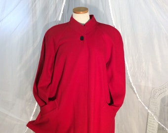 Vintage 1980's red wool swing coat by Condor, great holiday coat