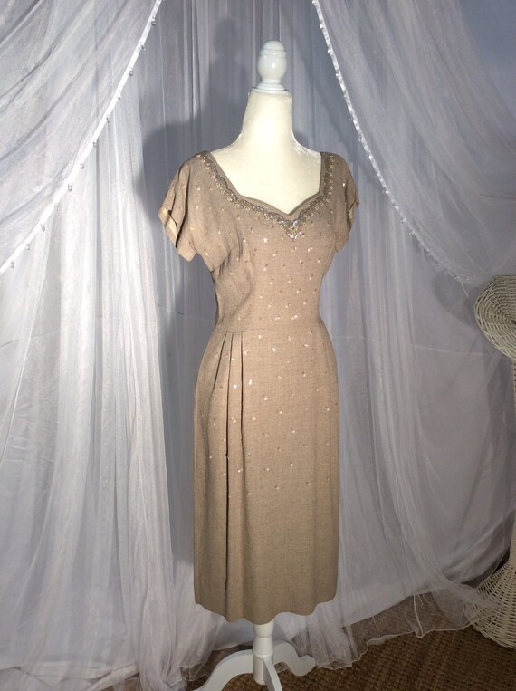 Vintage 1940’s Claudia Young oatmeal, soft, linen… - image 5