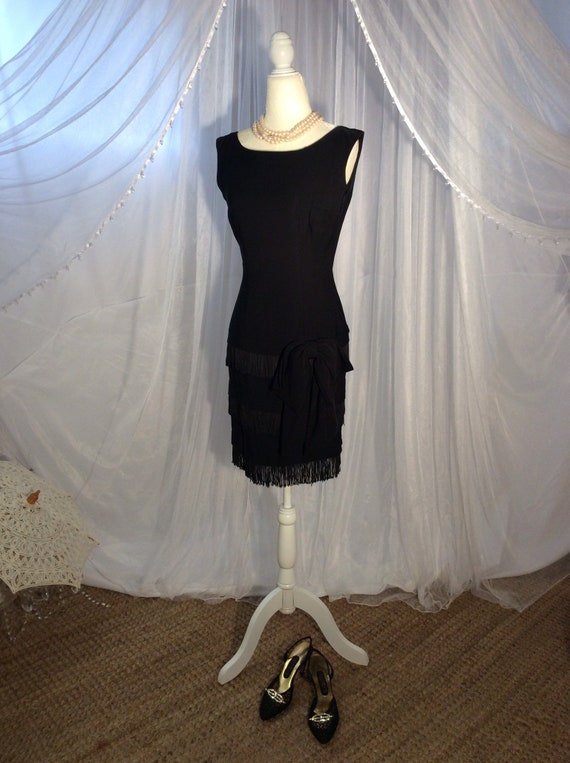 Vintage 1950’s little black cocktail sheath dress… - image 6