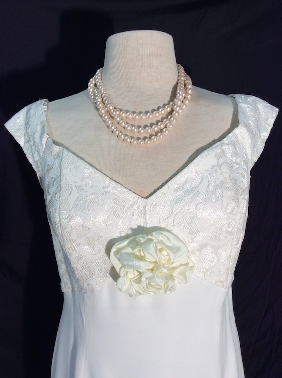 Scott McClintock 1980’s ivory sheath wedding gown