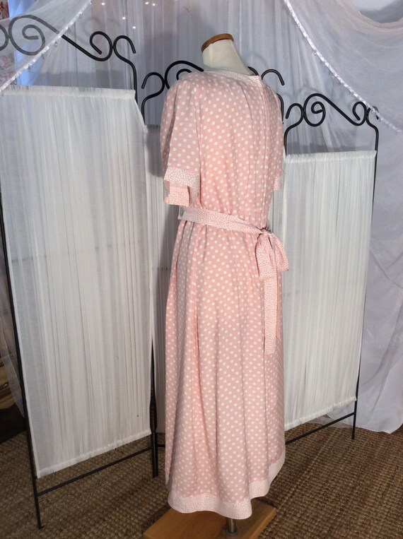 1980's Jamie Brooke pink polka dot maxi day dress - image 4