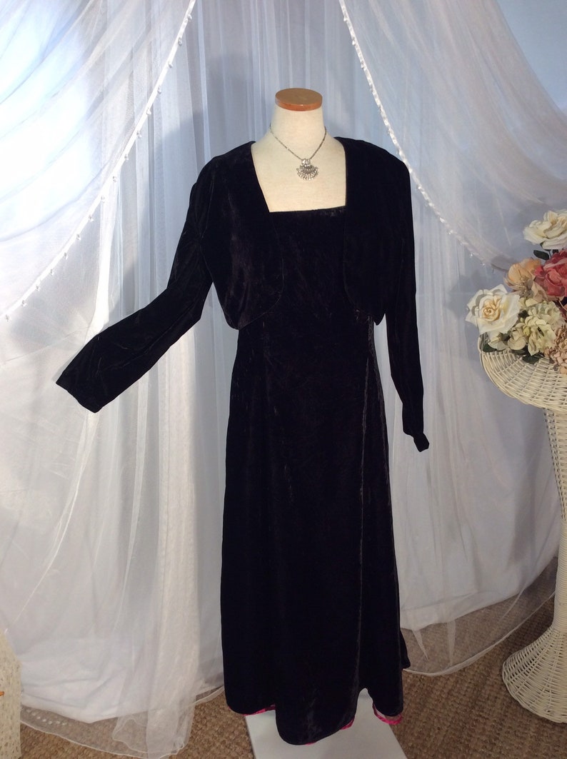 Vintage 80s Jessica McClintock and Scott McClintock black velvet gown and bolero image 6