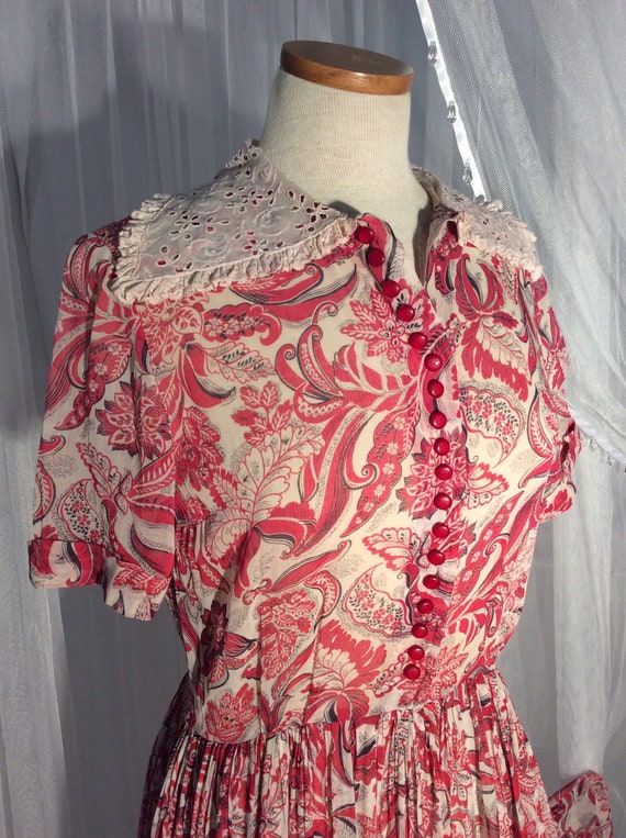 Vintage 1950’s adorable red floral full- skirted … - image 7