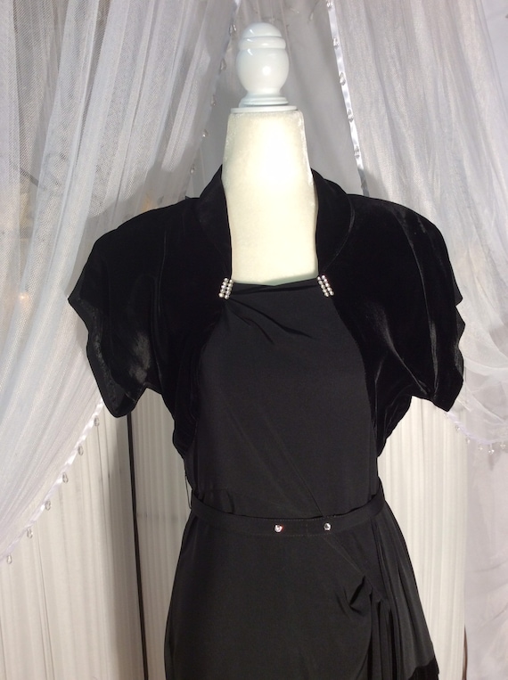 Vintage  1950's black crepe and velvet bolero styl