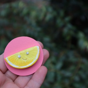 Lemon Slice Magnet, Handmade Polymer Clay Fruit, Fruit Lover Gift Decor image 3