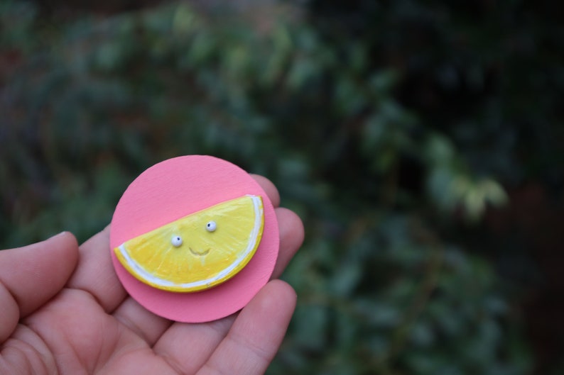 Lemon Slice Magnet, Handmade Polymer Clay Fruit, Fruit Lover Gift Decor image 3