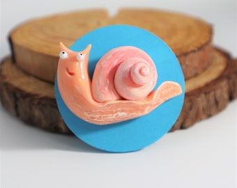 Snail Magnet, Handmade Polymer Clay Garden Friend, Snail Lover Gift