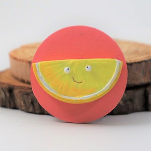 Lemon Slice Magnet, Handmade Polymer Clay Fruit, Fruit Lover Gift Decor image 1