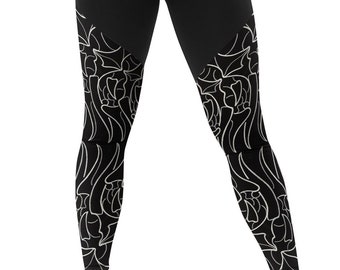 Gemma Flagellid [Leggings] Collant grafici Abbigliamento sportivo da donna Pantaloni da yoga Stile alternativo Unico Stampato in metallo pesante biomeccanico scifi nerd legwear