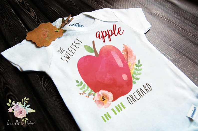 The Sweetest Apple Baby Onesie ® for Fall Baby Announcement Etsy