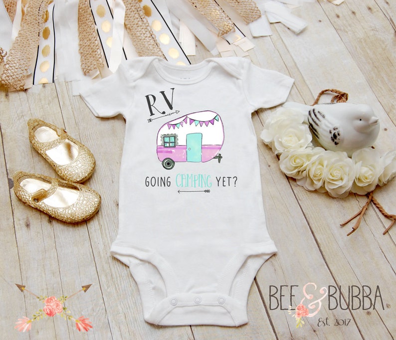 Baby Clothes Baby Shower Gift Funny RV Camper Girls Take Home Outfit Camping RV Baby Onesie \u00ae for Pregnancy Announcement or Reveal
