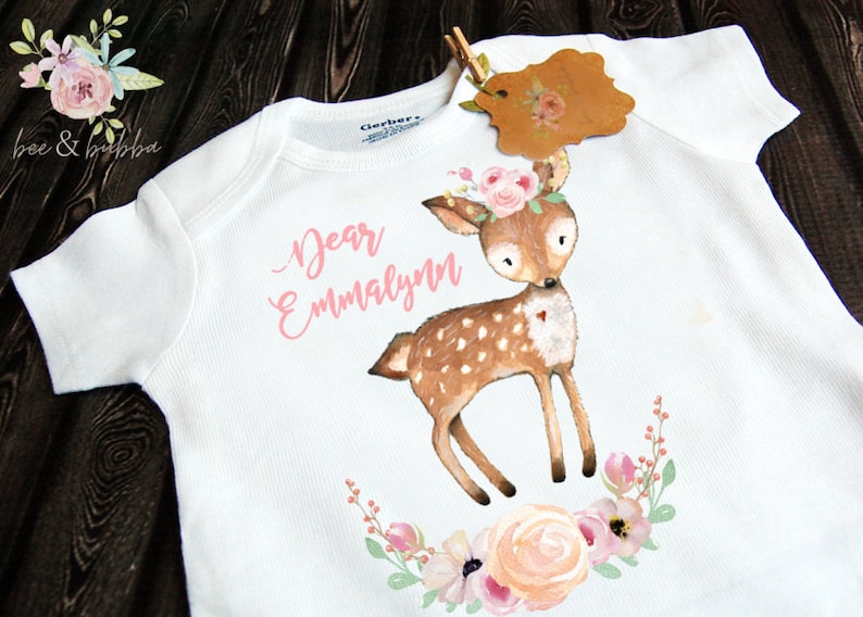 Personalized Name Boho Feather Baby Girl Clothes Onesies Baby Shower Gift Set