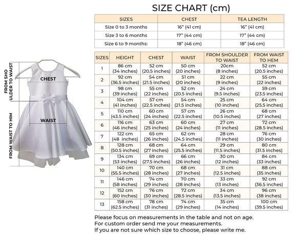 Tulle Clothing Size Chart