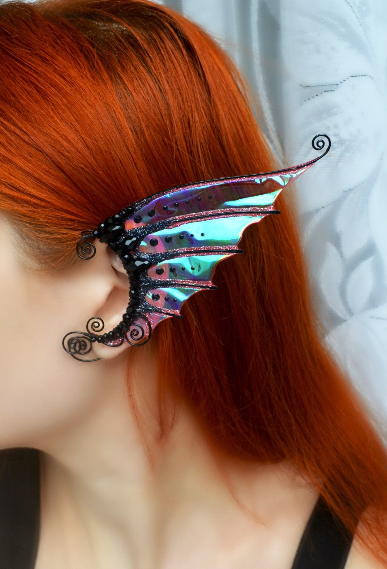 Dragon ears Dragon ear cuffs Black mermaid ears Etsy