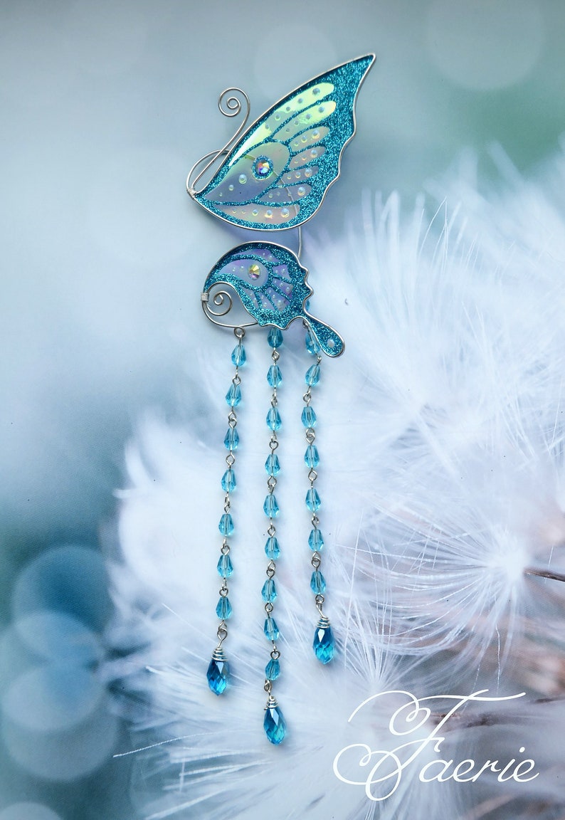 Butterfly wing ear cuff with chains Fairy ear cuff dangle Etsy