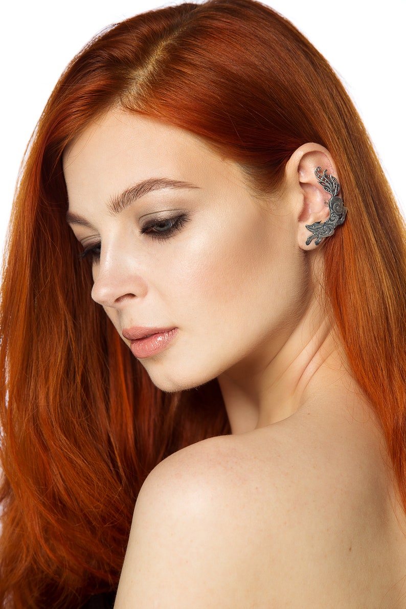 Fox ear cuff for pierced ears 925 sterling silver earcuff Etsy