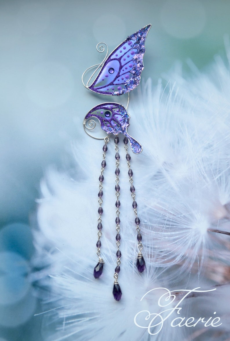 Butterfly wing ear cuff with chains Fairy ear cuff dangle Etsy