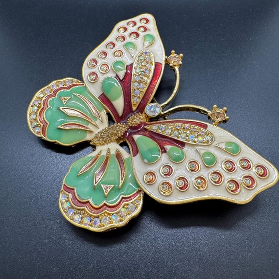 Vintage KJL Kenneth Jay Lane Enamel Butterfly Bro… - image 9
