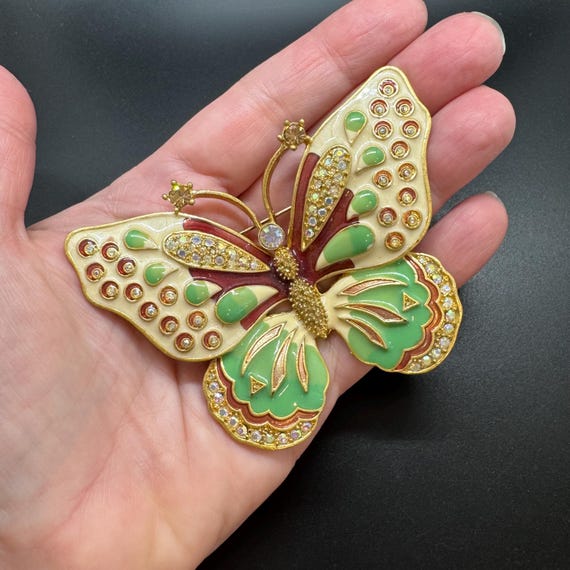 Vintage KJL Kenneth Jay Lane Enamel Butterfly Bro… - image 5