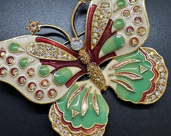 Broche de mariposa esmaltado vintage KJL Kenneth Jay Lane