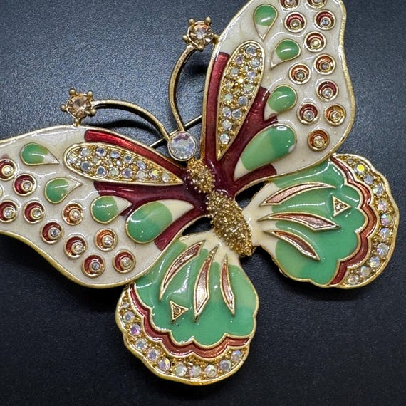 Vintage KJL Kenneth Jay Lane Enamel Butterfly Bro… - image 1