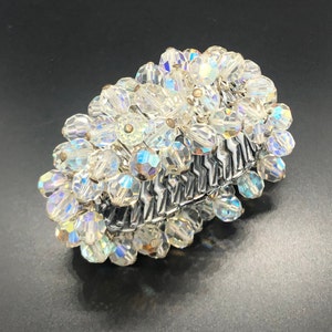 Cha-cha Aurora Borealis Crystal Stretch Bracelet, signed Hong Kong