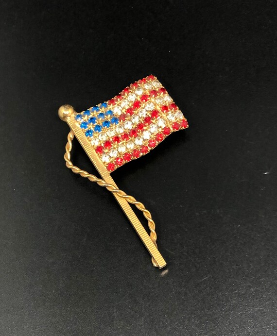 Vintage Red White and Blue Flag Brooch, USA Flag, 