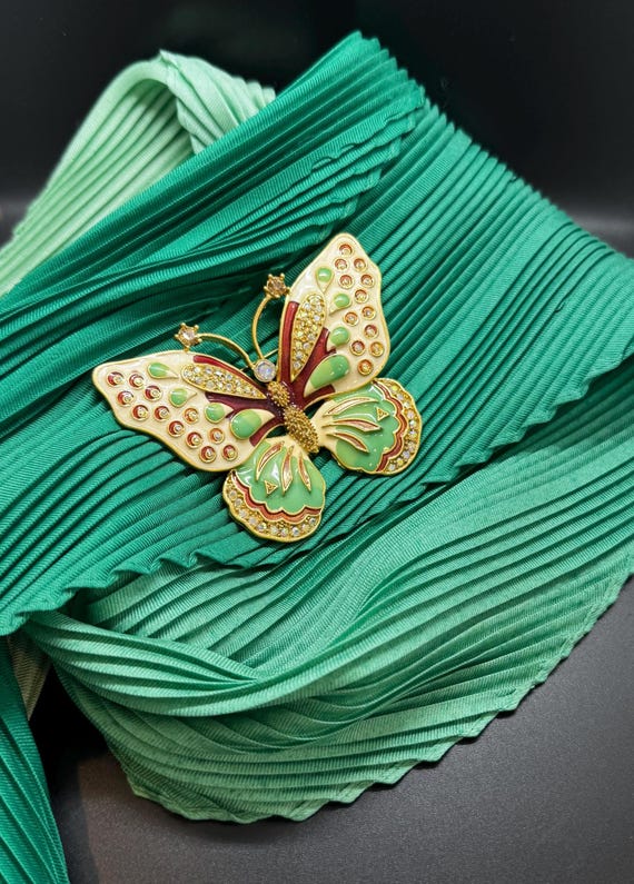 Vintage KJL Kenneth Jay Lane Enamel Butterfly Bro… - image 4